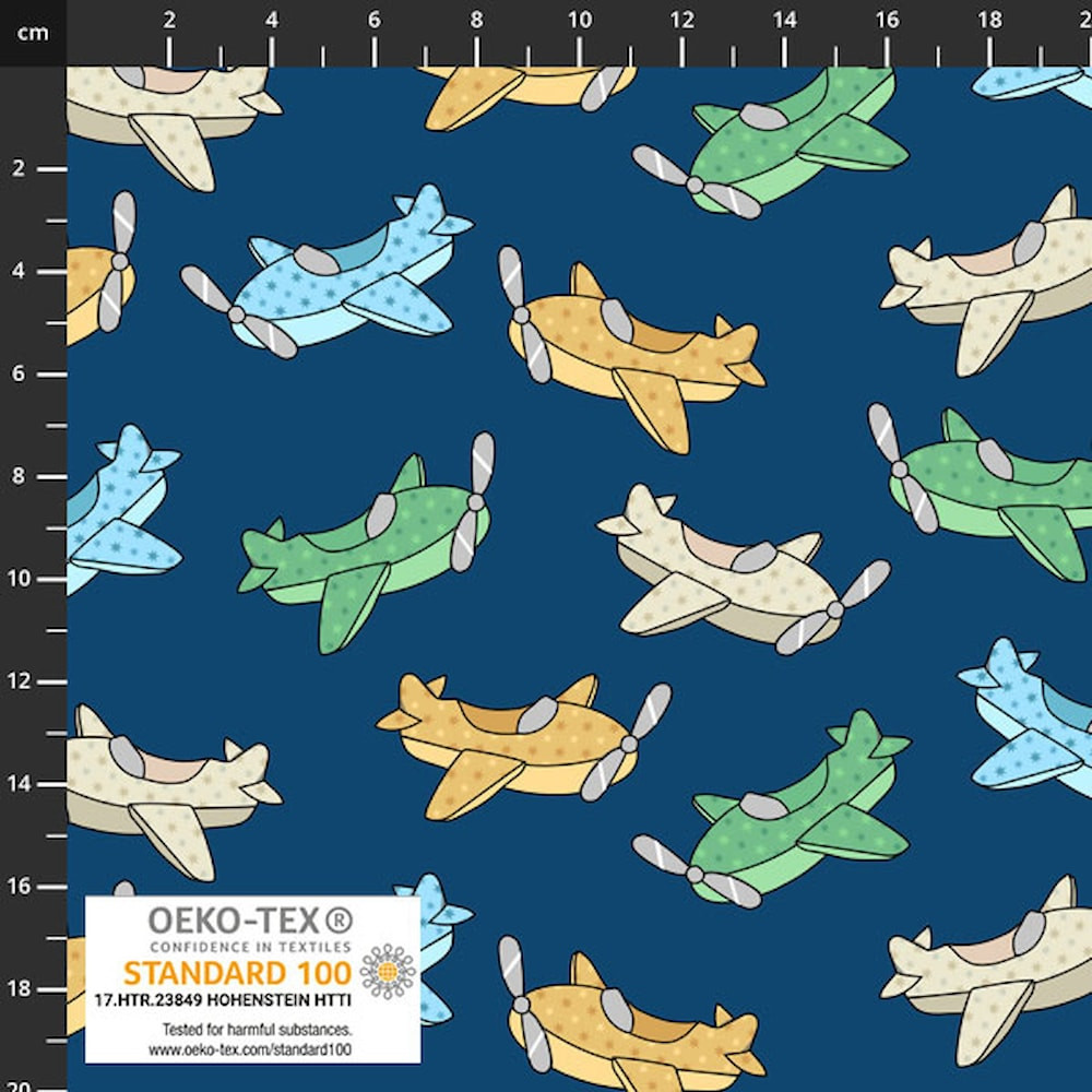 Stof Fabrics Airplanes on Navy French Terry