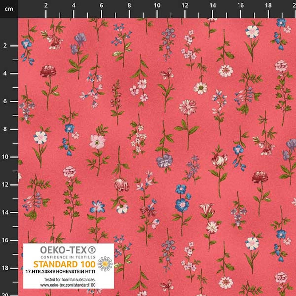 Stof Fabrics Flower Stems on Pink Cotton Lycra Knit