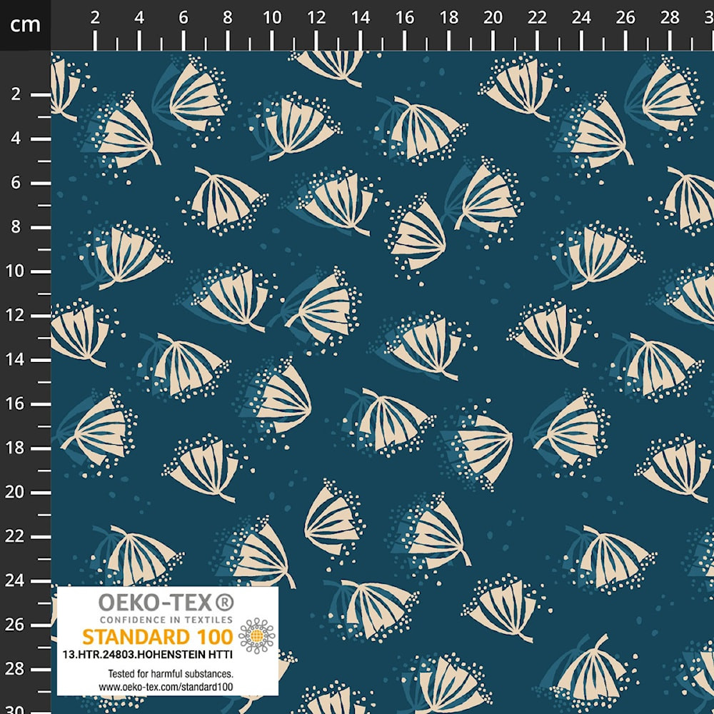 Stof Fabrics Dandelion Doodles on Teal Cotton Lycra Knit