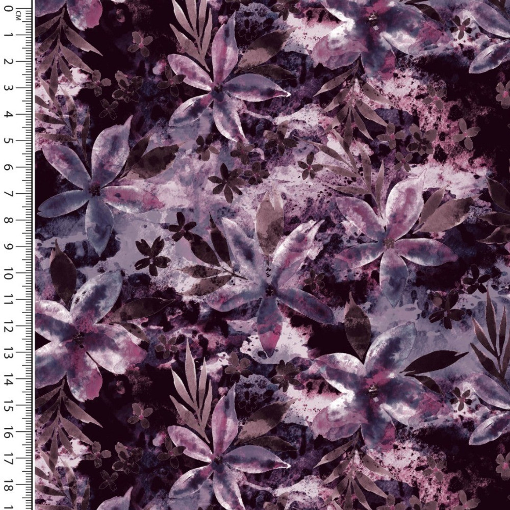 Purple Batik Floral French Terry