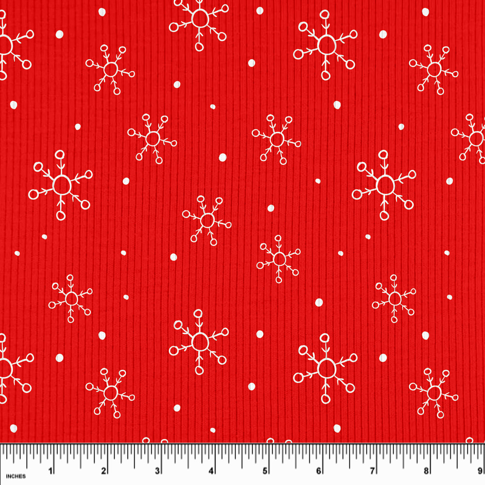 Custom Snowflakes on Red Rib Knit