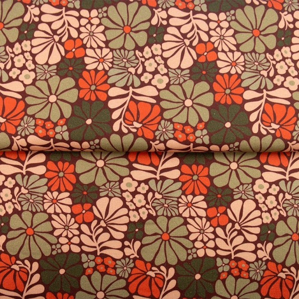 Retro Fall Floral Heavy Sweatshirt Fleece