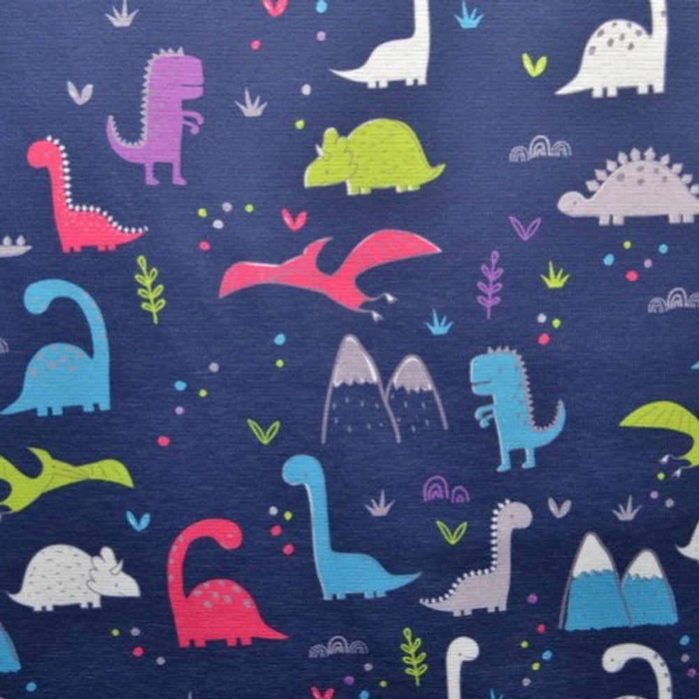 Dinosaurs on Navy Alpine Fleece