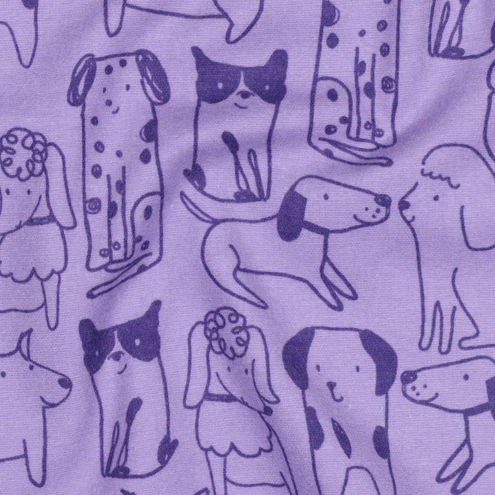 Doodle Dogs on Purple Flannel
