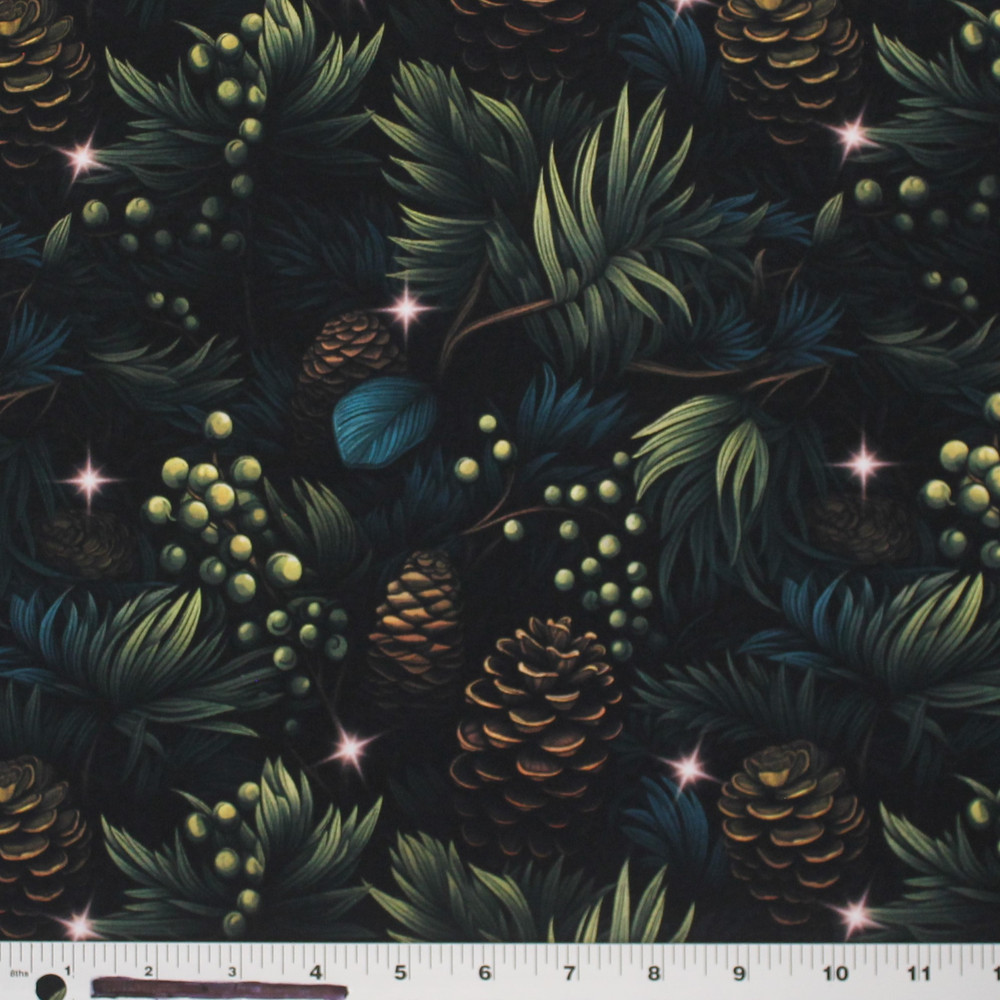 Pinecones at Twilight Cotton Lycra