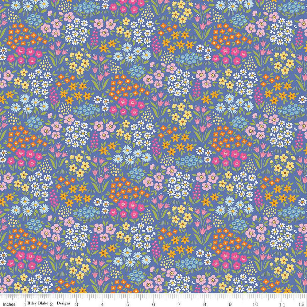 Riley Blake Little Darlin' Floral Fields Periwinkle Quilting Cotton