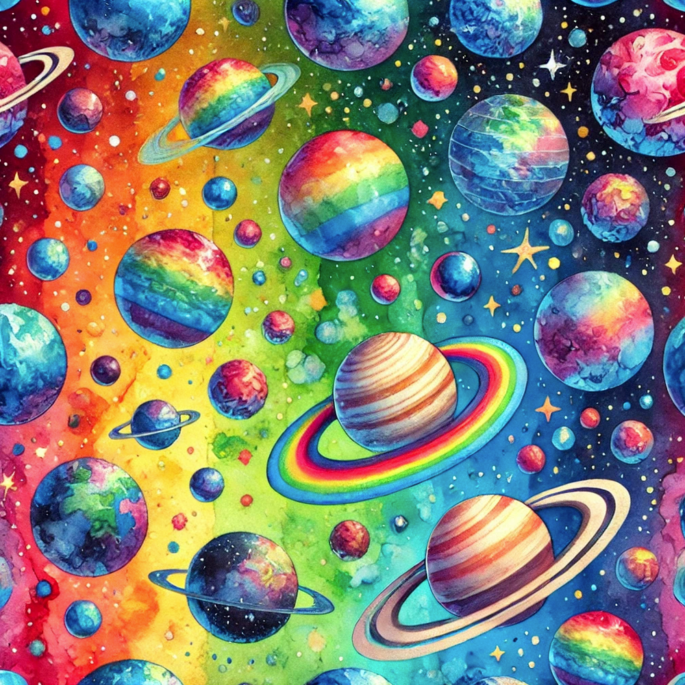 Rainbow Planets Heavy Sweatshirt Fleece