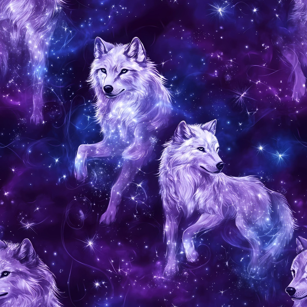 Midnight Wolves Cotton Lycra French Terry