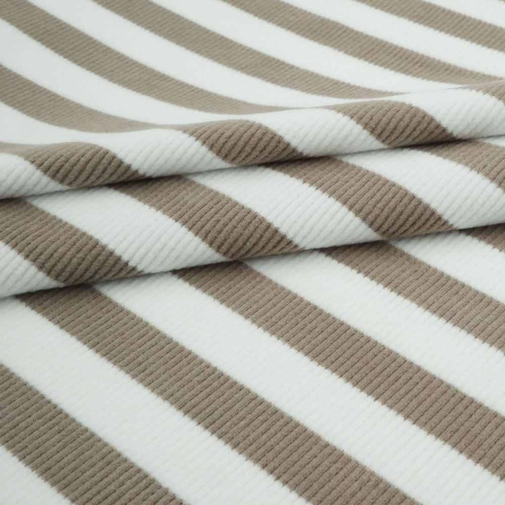 Fleece Rib Coco Stripe Brushed Fleece Rib Knit - KnitFabric.com