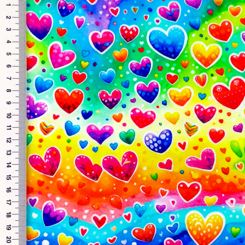 Rainbow Heart Tie Dye Cotton Lycra Knit