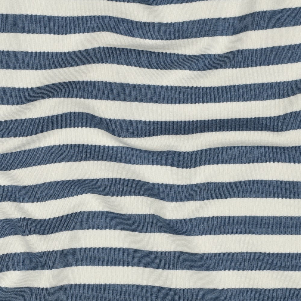 Denim Blue & Ivory Yarn Dyed Stripe French Terry
