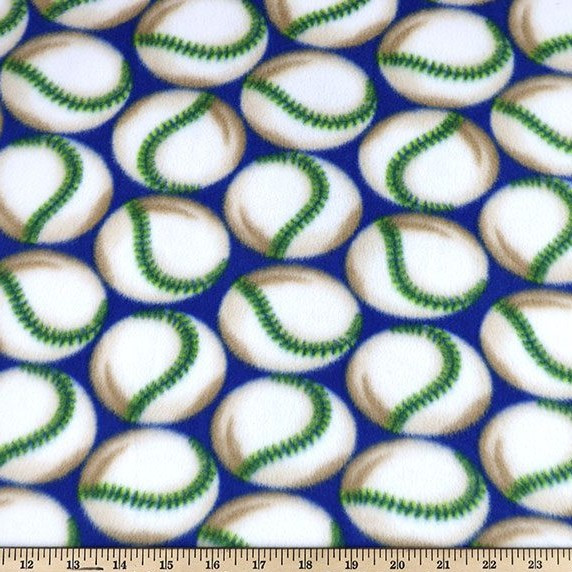 Baseballs on Blue Fleece