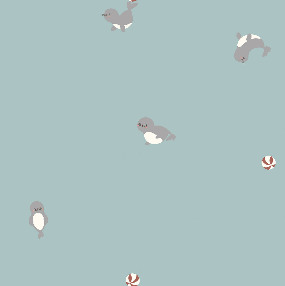 Seals on Blue Cotton Lycra