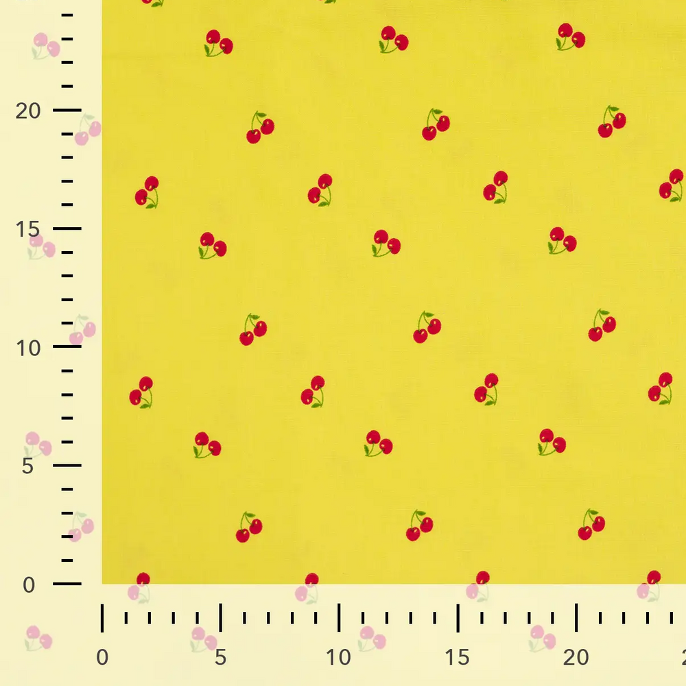 Mini Cherries on Yellow Cotton Lycra Knit