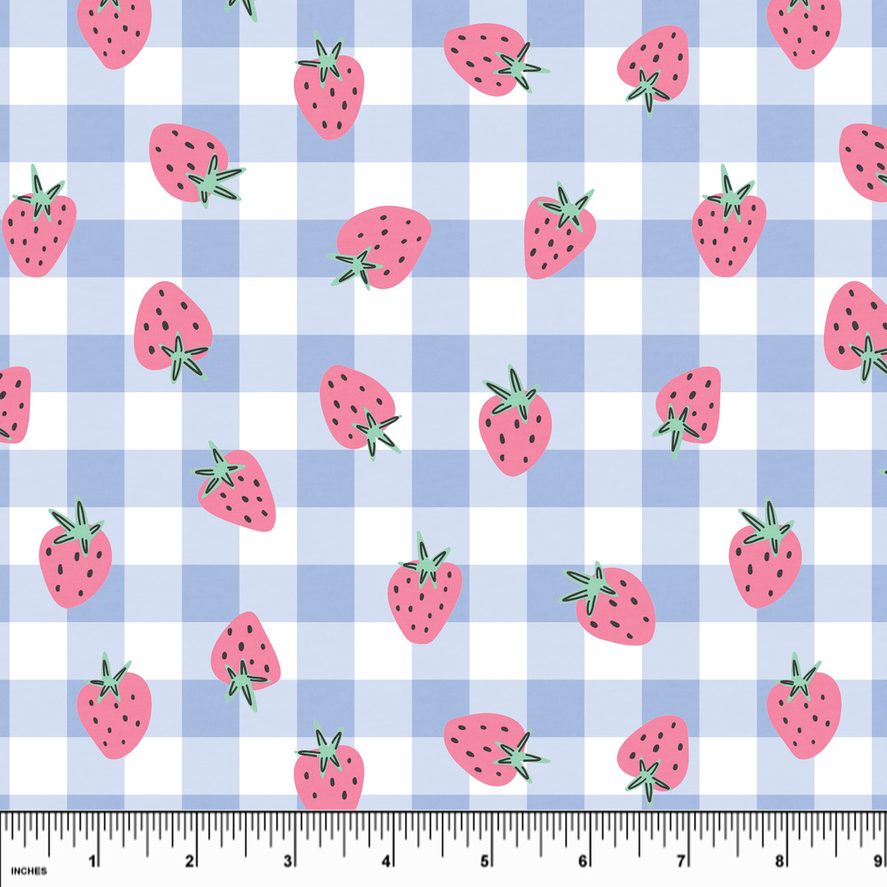 Strawberry Gingham Vintage Tri-Blend Cotton Lycra