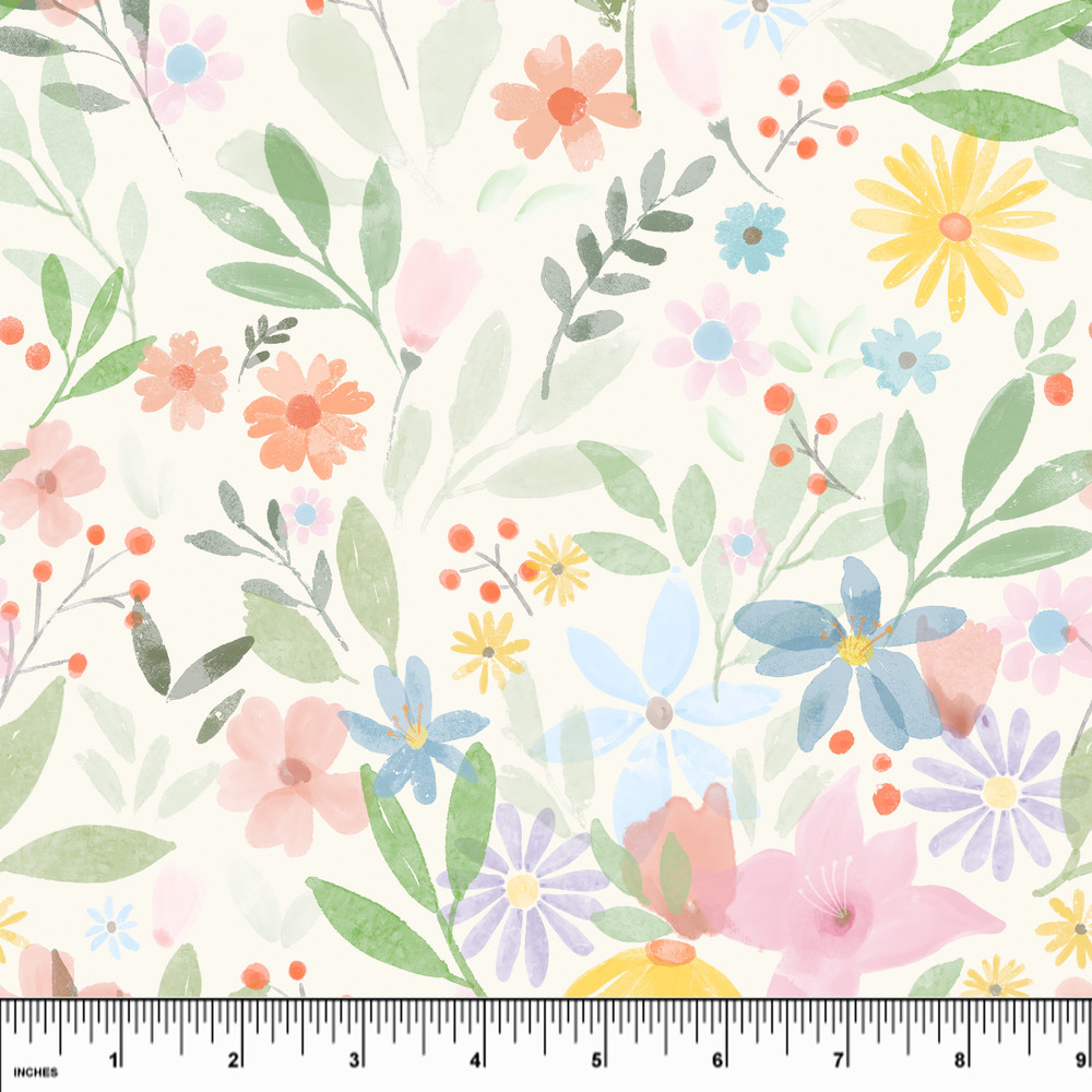 Watercolor Floral Vintage Tri-Blend Cotton Lycra