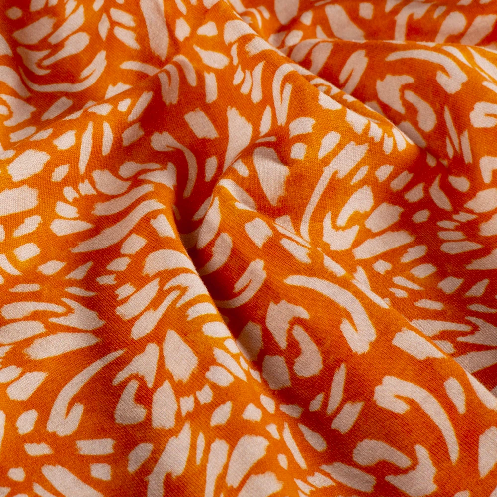 Floral on Orange French Terry