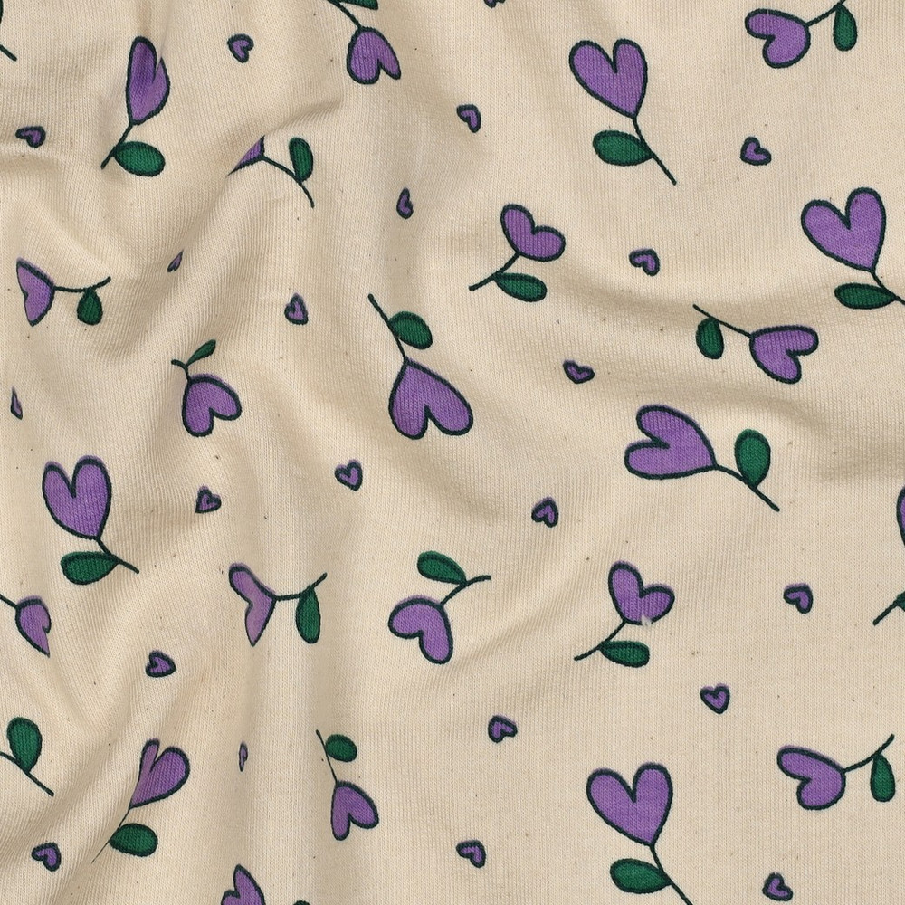 Lilac Heart Floral Natural Sweatshirt Fleece