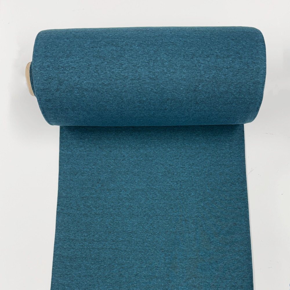 Light Petrol Melange Tubular 1x1 Rib Knit