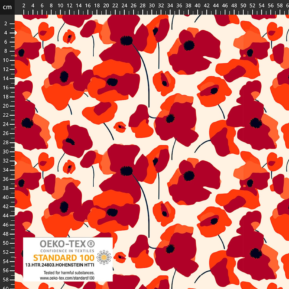 Stof Fabrics Large Scale Poppies Jersey Viscose Lycra