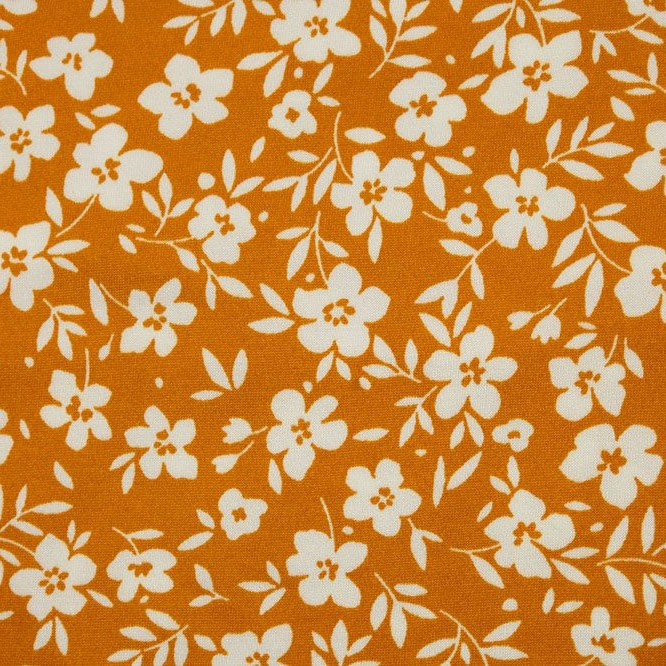 Floral on Amber Double Brushed Poly