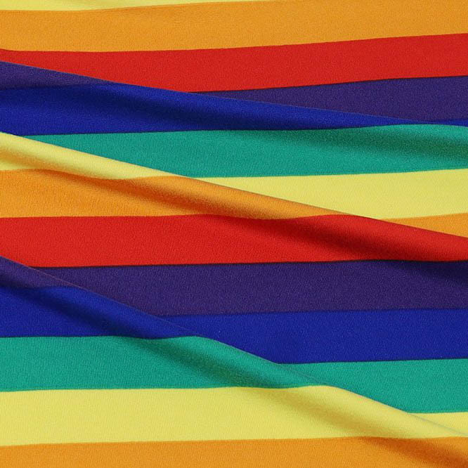 Classic Rainbow Stripe Double Brushed Poly