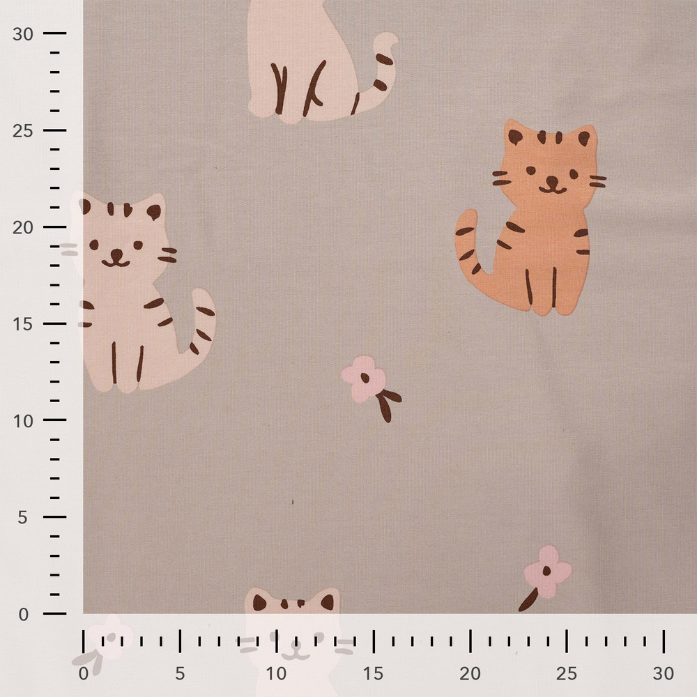Cats on Tan French Terry