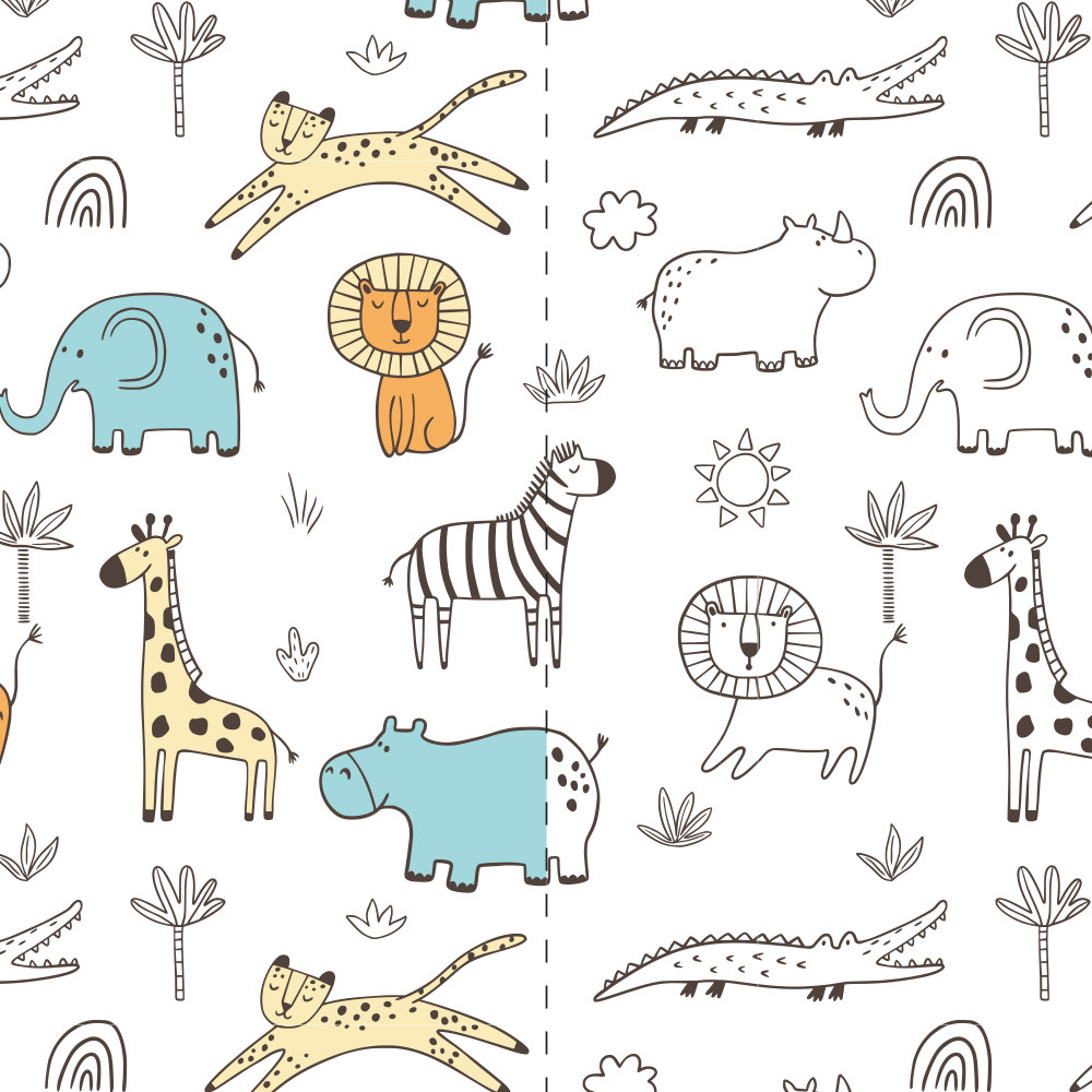 Magic Sun Change Zoo Animals Cotton Lycra Knit