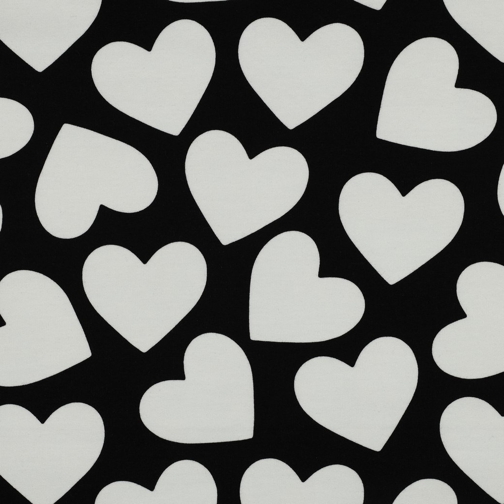 White Hearts on Black Sweatshirt Fleece
