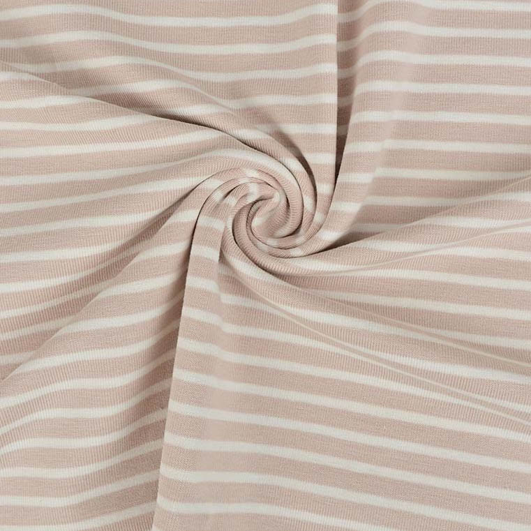 Yarn Dyed White Stripes on Tan Cotton Lycra
