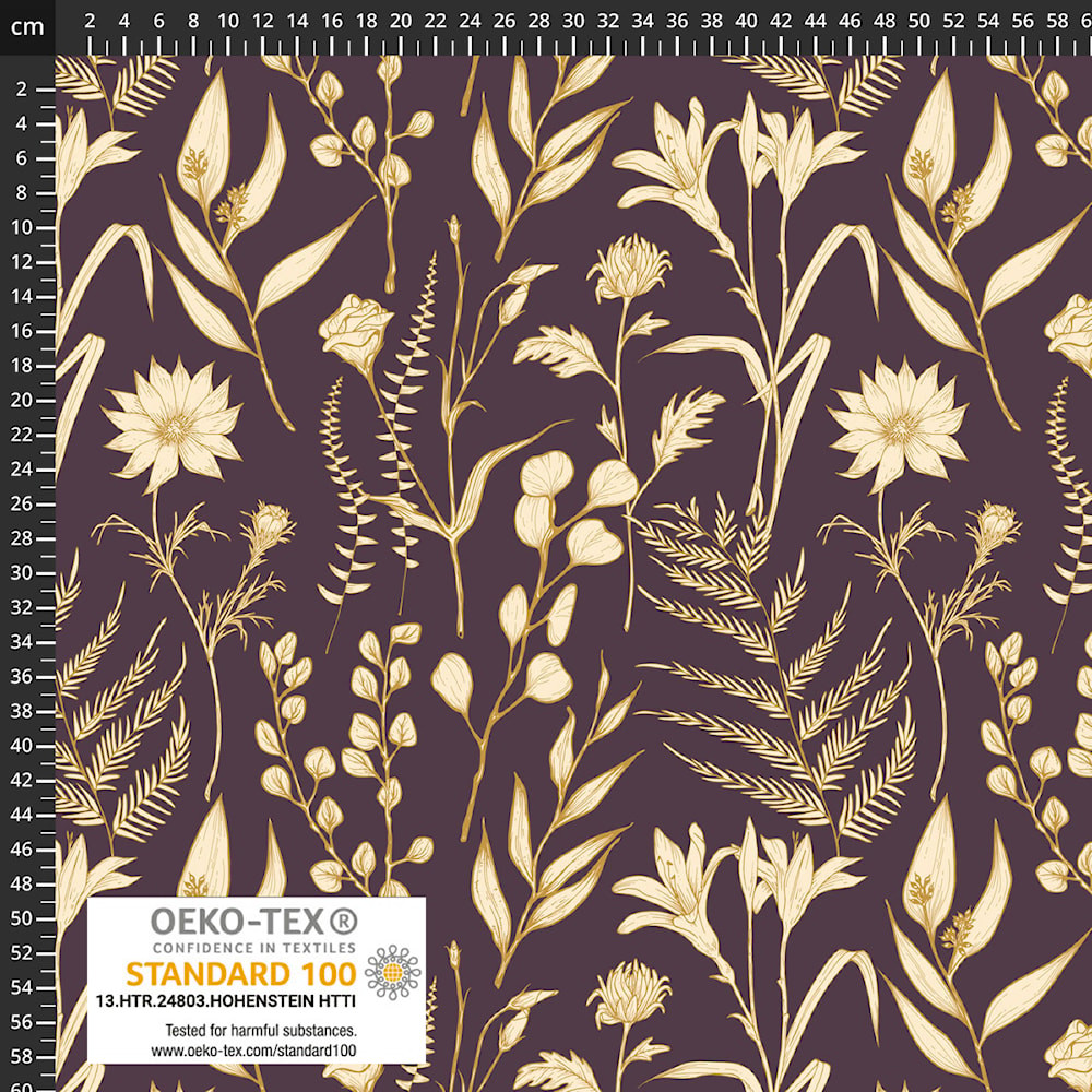 Stof Fabrics Large Scale Floral on Eggplant Cotton Lycra Knit