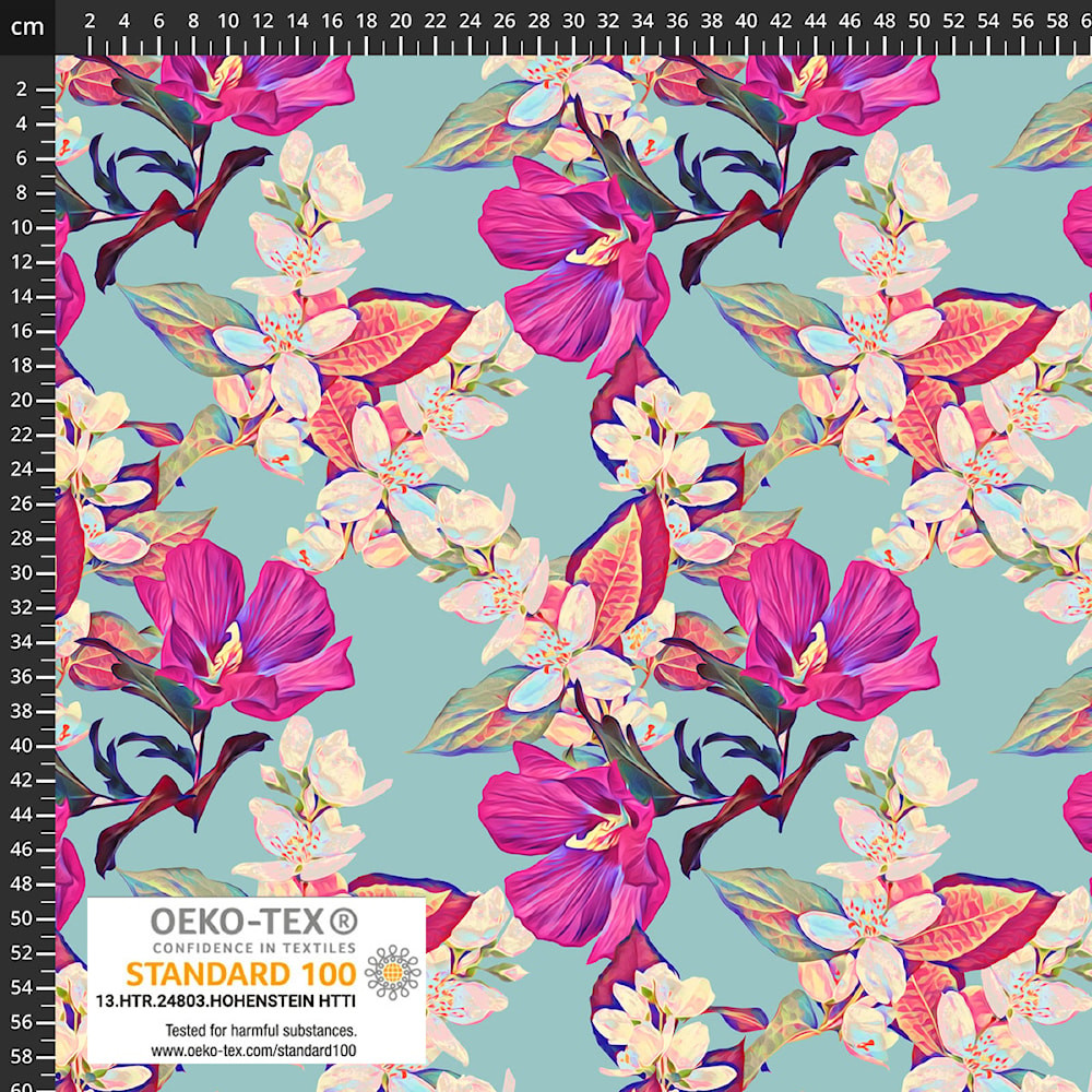 Stof Fabrics Oriental Large Scale Floral Jersey Viscose Lycra