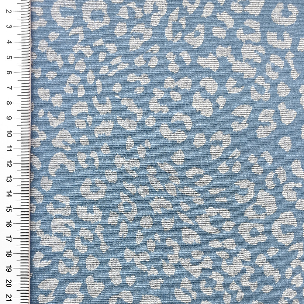 Light Blue Leopard Print Denim