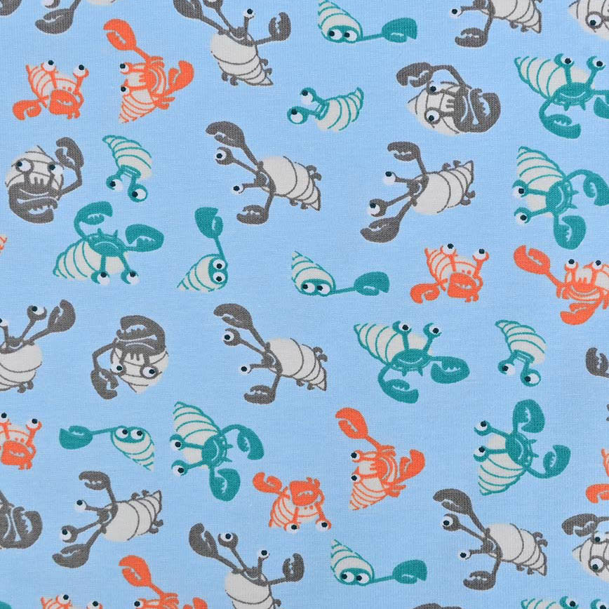 Lobsters on Blue Cotton Lycra