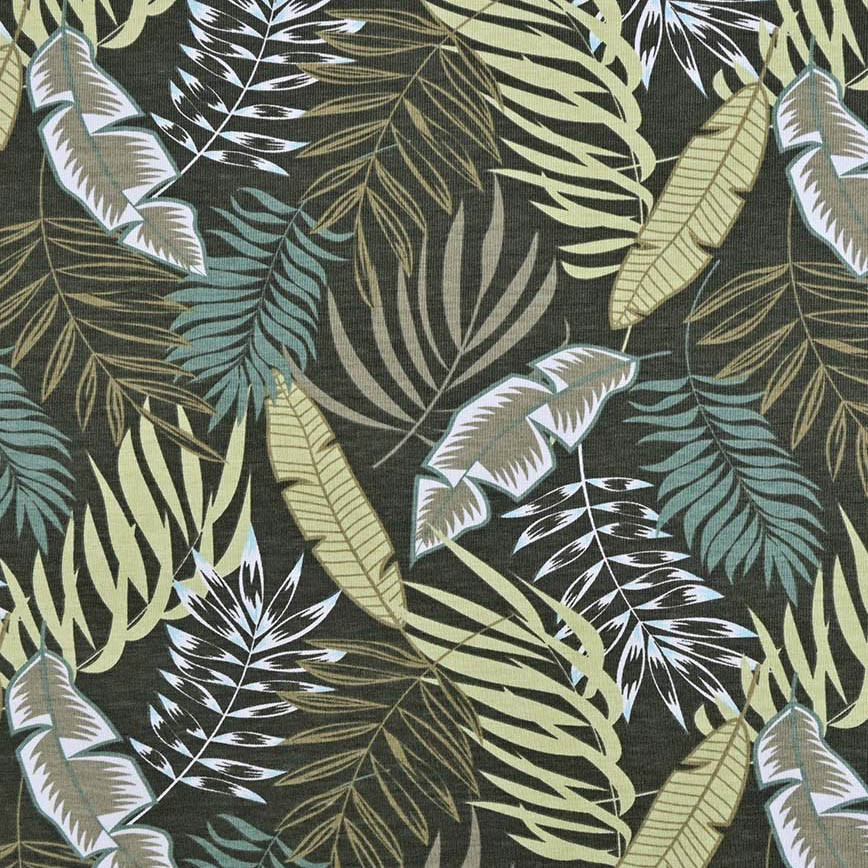Jungle Leaves on Olive Cotton Lycra