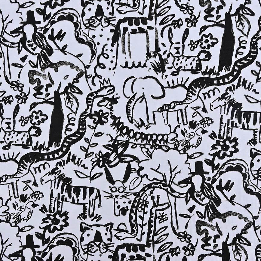 Doodle Black & White Jungle Cotton Lycra