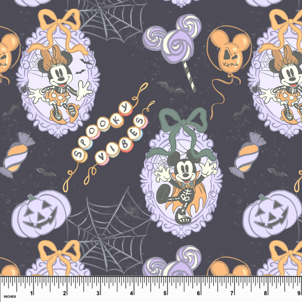 Custom Mickey & Minnie Spooky Vibes Cotton Lycra Knit