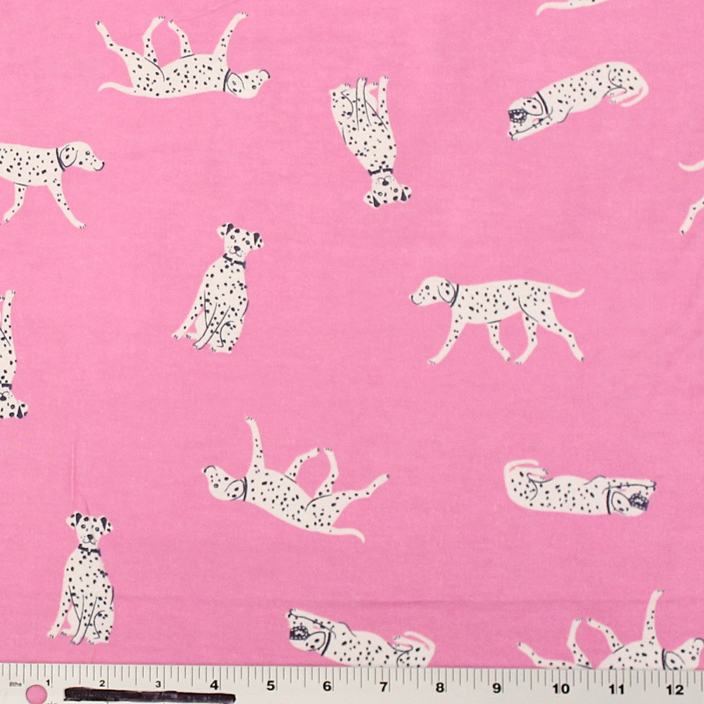 Dalmatians on Pink Flannel