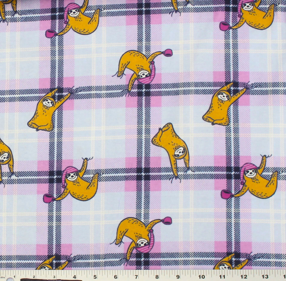 Cozy Sloth Plaid Light Blue Flannel