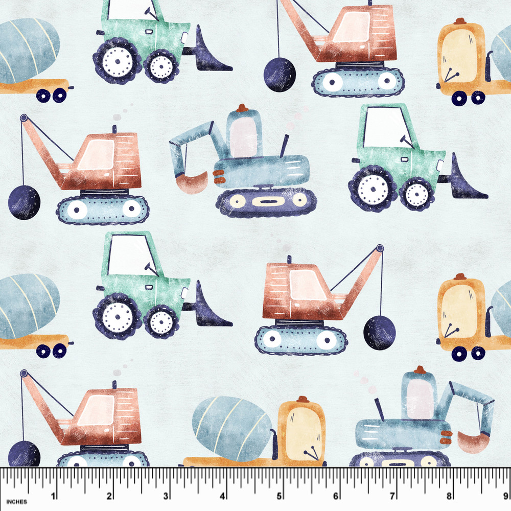 Custom Diggers & Dozers Organic Cotton Lycra Knit