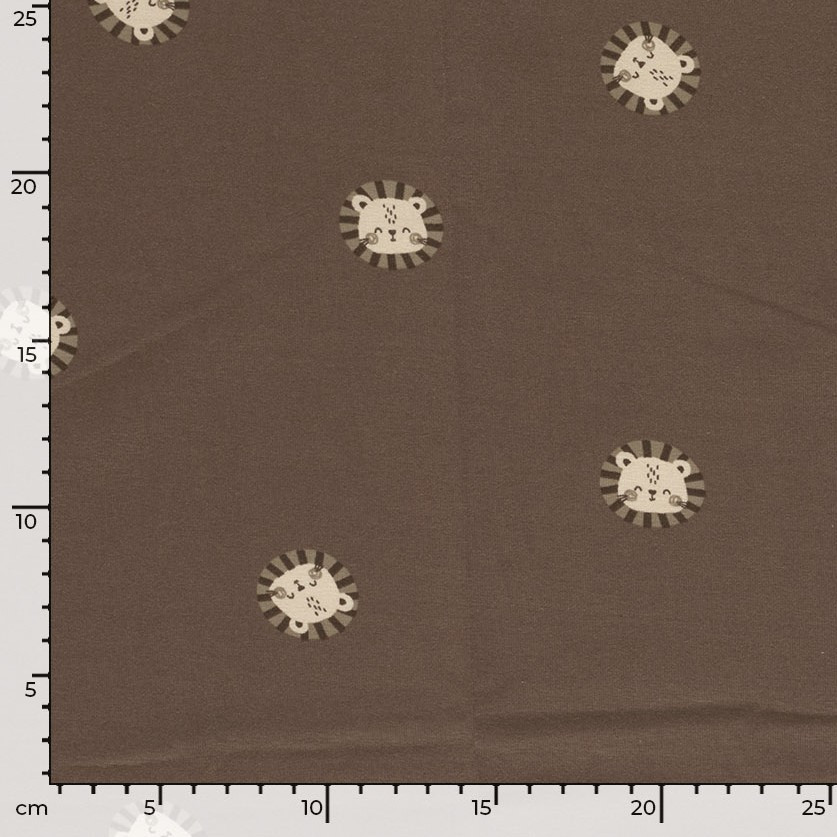 Lions on Brown Cotton Lycra Knit