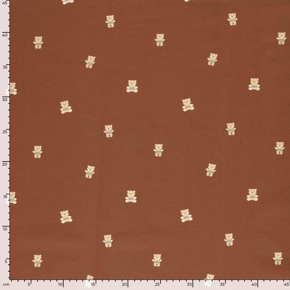 Mini Bears on Brick Cotton Lycra Knit
