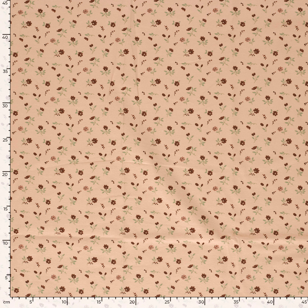 Brick Floral on Peach Cotton Lycra Knit
