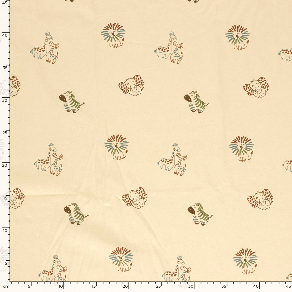 Stamped Safari on Tan Cotton Lycra Knit