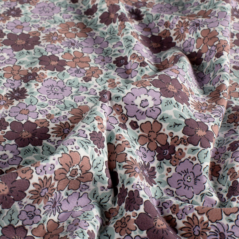 Summer Twilight Floral Cotton Lycra Knit