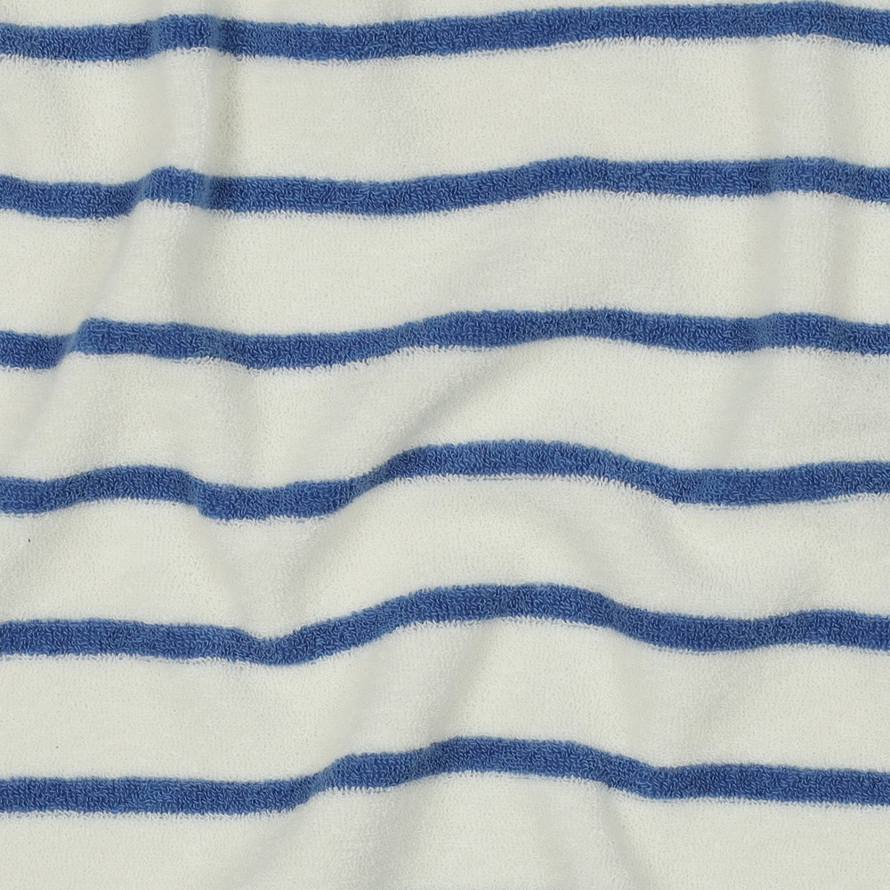Blue on Ivory Stripe Cotton Stretch Terry Knit