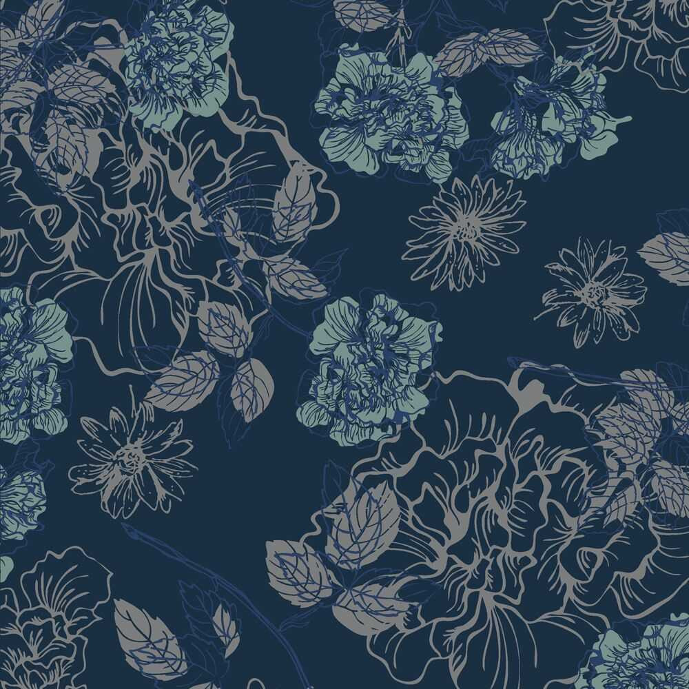 Stof Fabrics Navy Floral Knit