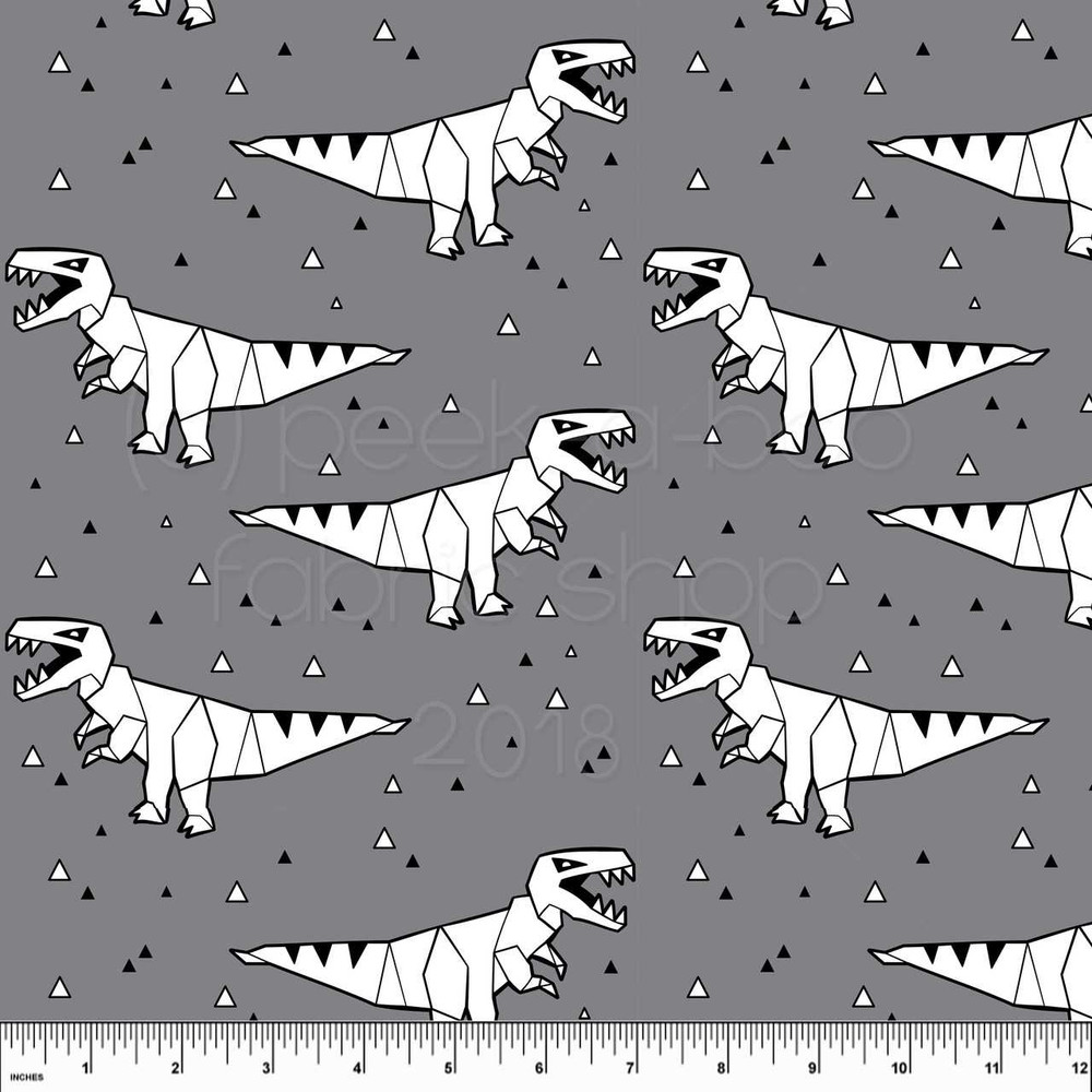 Custom Geometric T-Rex Cotton Lycra Fabric