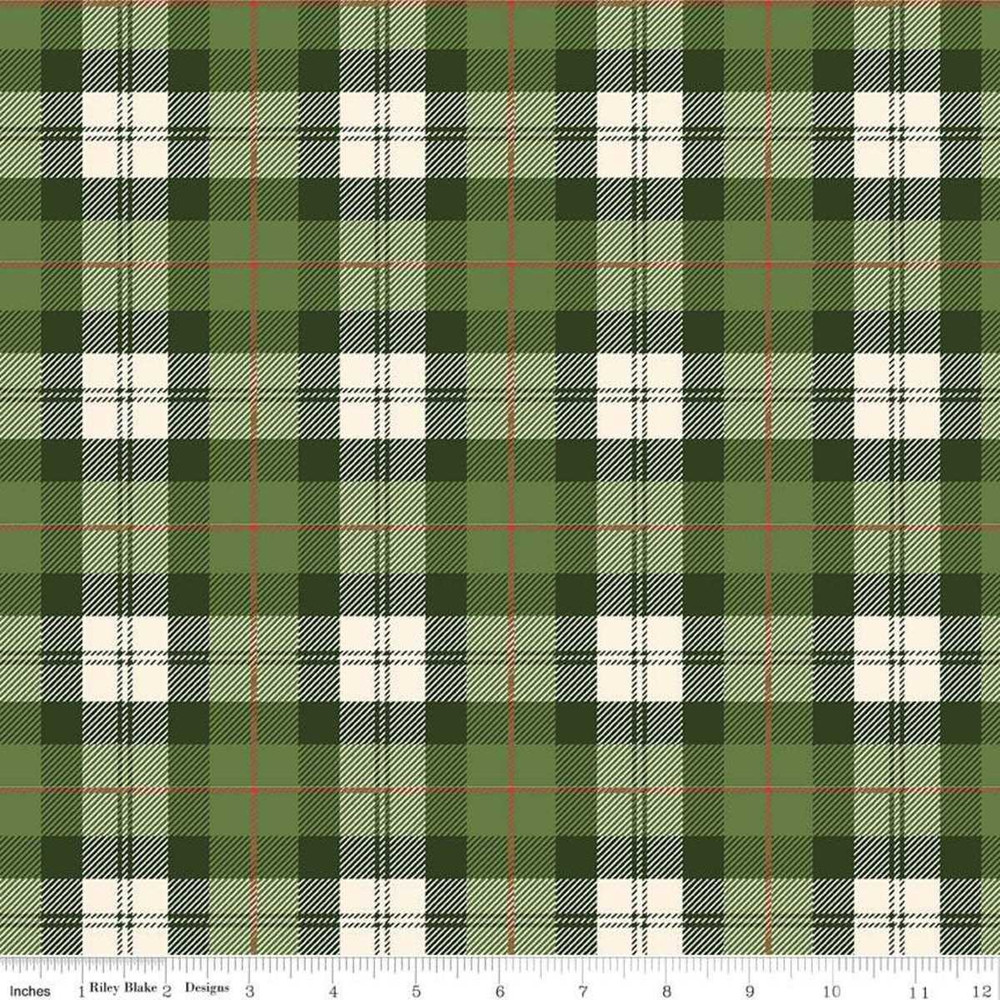 Riley Blake Green and Cream Plaid Flannel