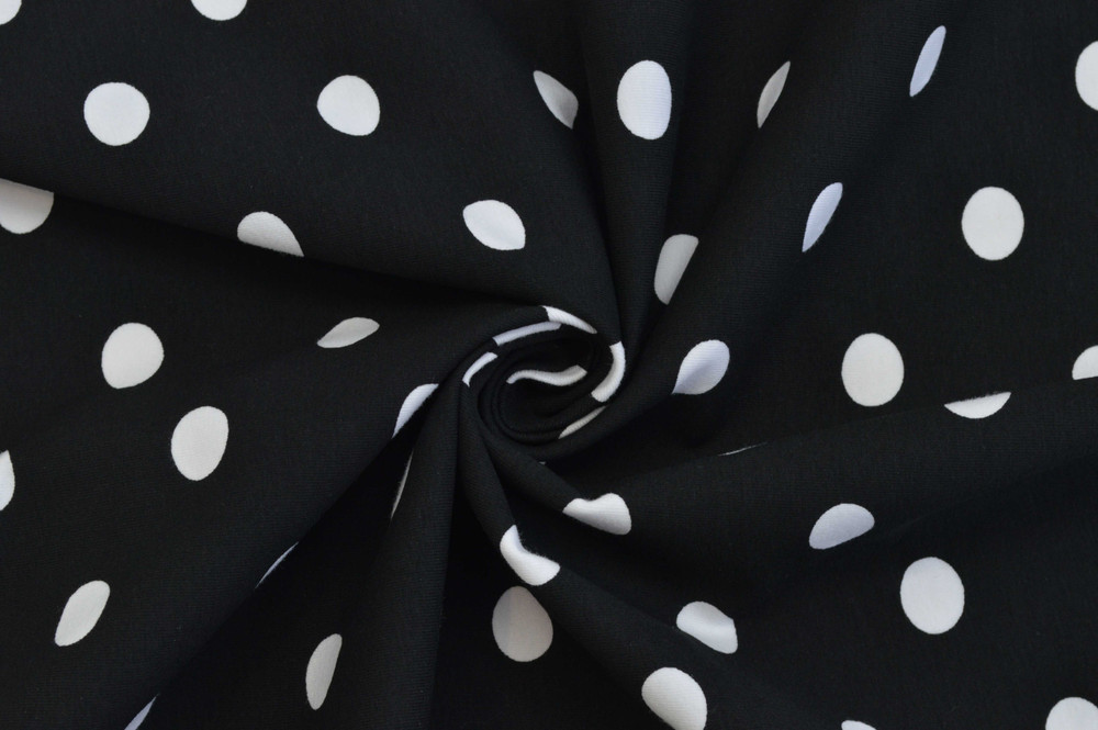 Knit Basics Black and White Polka Dot Cotton Lycra Knit